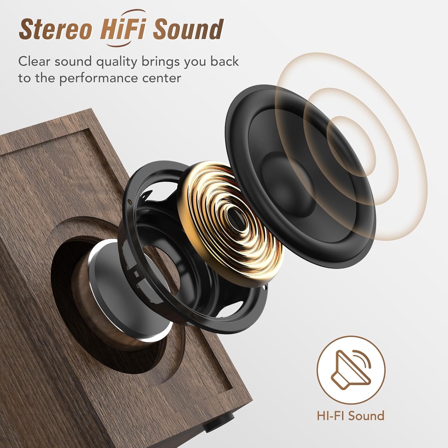 Vinyl Record Player with 24W HiFi Stereo Speakers Vintage Bluetooth Turnable for Vinyl Records with Belt Drive 2-Speed, Magnetic Cartridge RCA Output BT5.3