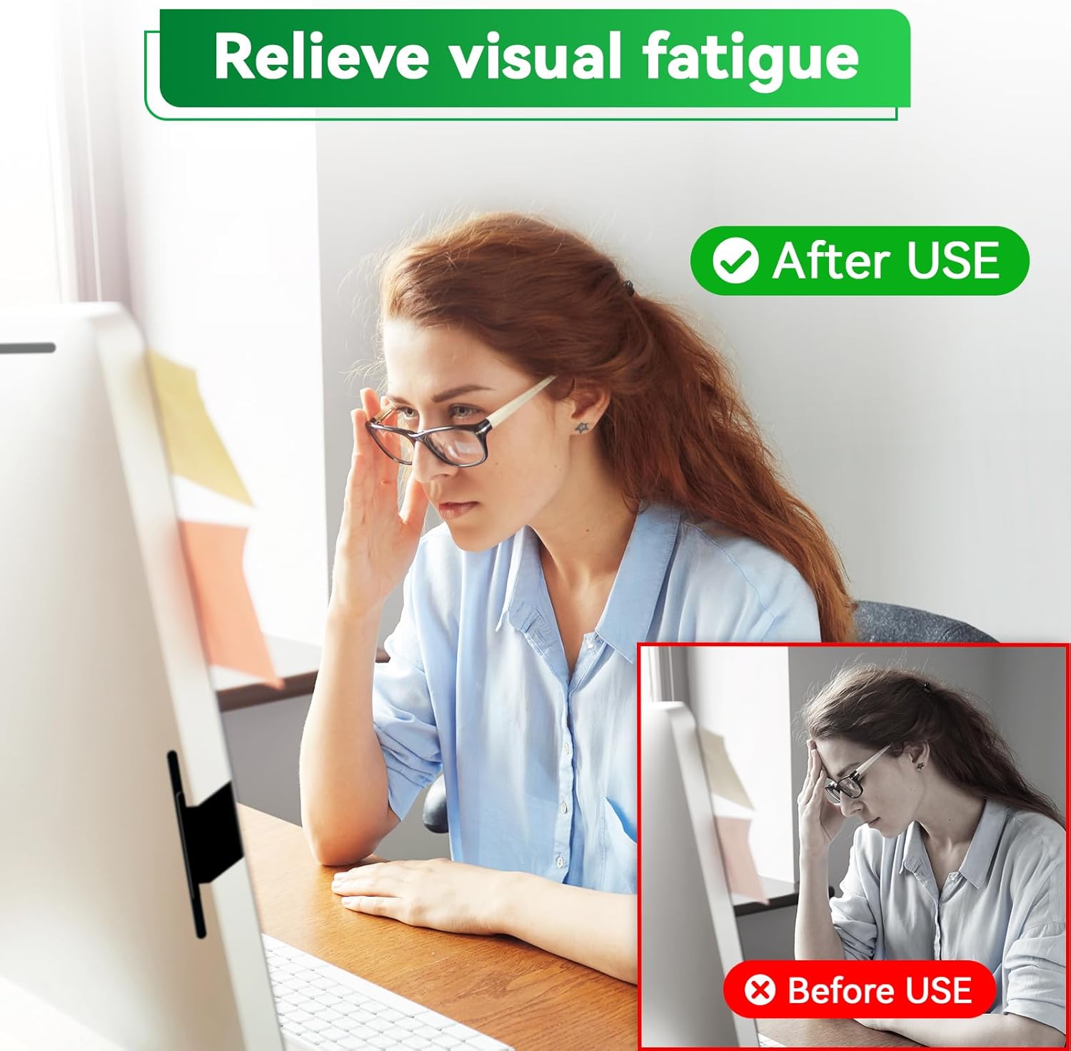 [2 Pack] Magnetic 21.5 in Computer Anti Blue Light Screen Protector for16:9 Aspect Ratio Widescreen Monitor, Hanging Eye Protection Anti-Glare Light Screen Protector, Removable 21.5in Protective Film