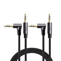 CableCreation 2-Pack 3.5mm Aux Cable 3FT/0.9m, 90 Degree 3.5mm Male to Male HiFi Cable with Silver-Plating Copper Core for Car Stereos, iPhones, PS4 Headset, Beats, Echo-Dot, 24K Gold Plated