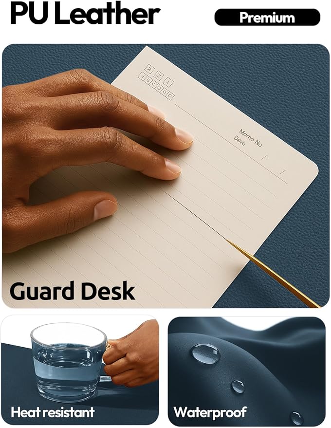 YSAGi Leather Desk Pad Protector, Office Desk Mat, Large Mouse Pad, Non-Slip PU - Image 4