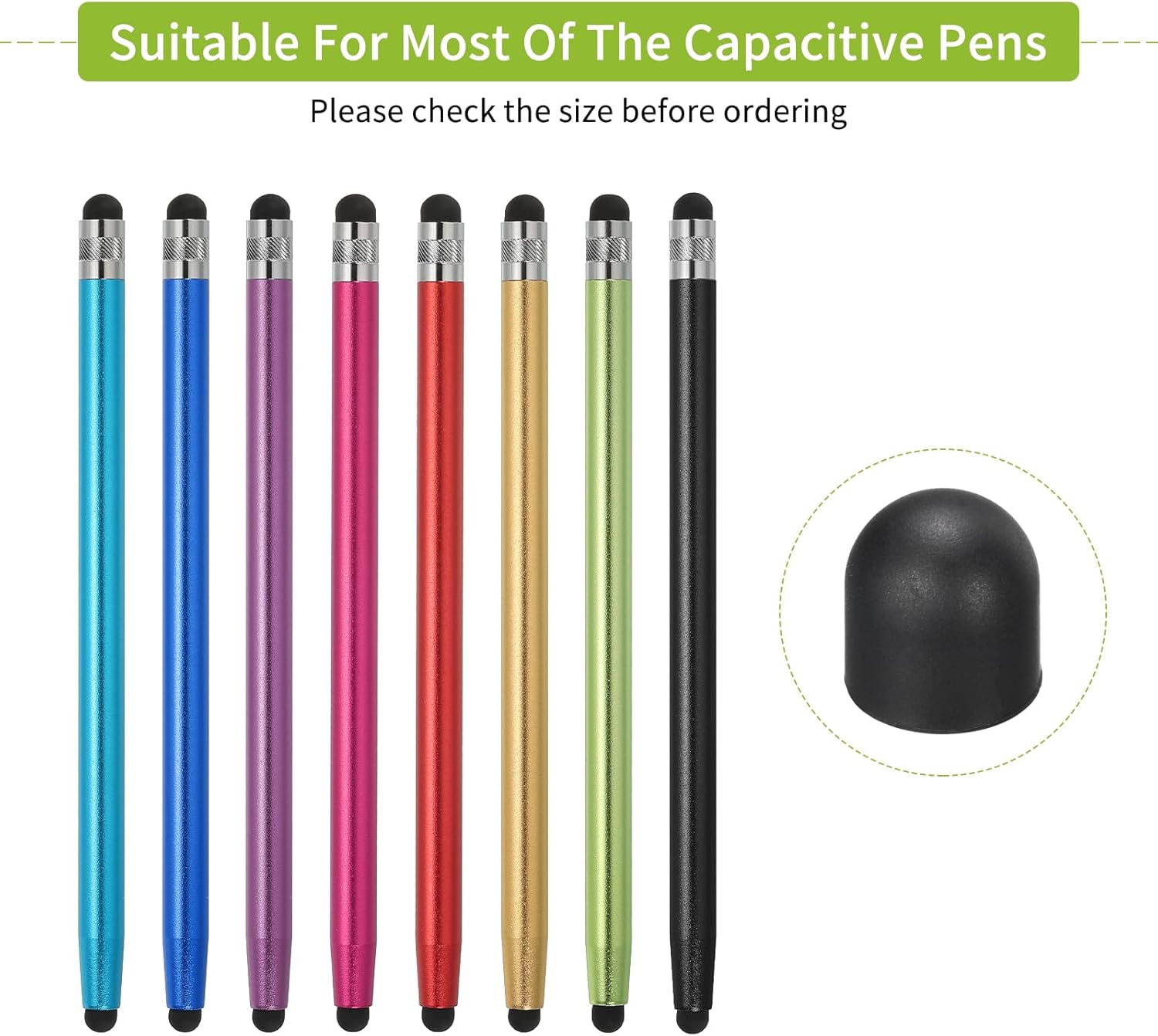 MECCANIXITY 20Pcs Replacement Stylus Pen Tips 9mm Conductive Capacitive Touch Screen Pens Tips Silicone Rubber, Black