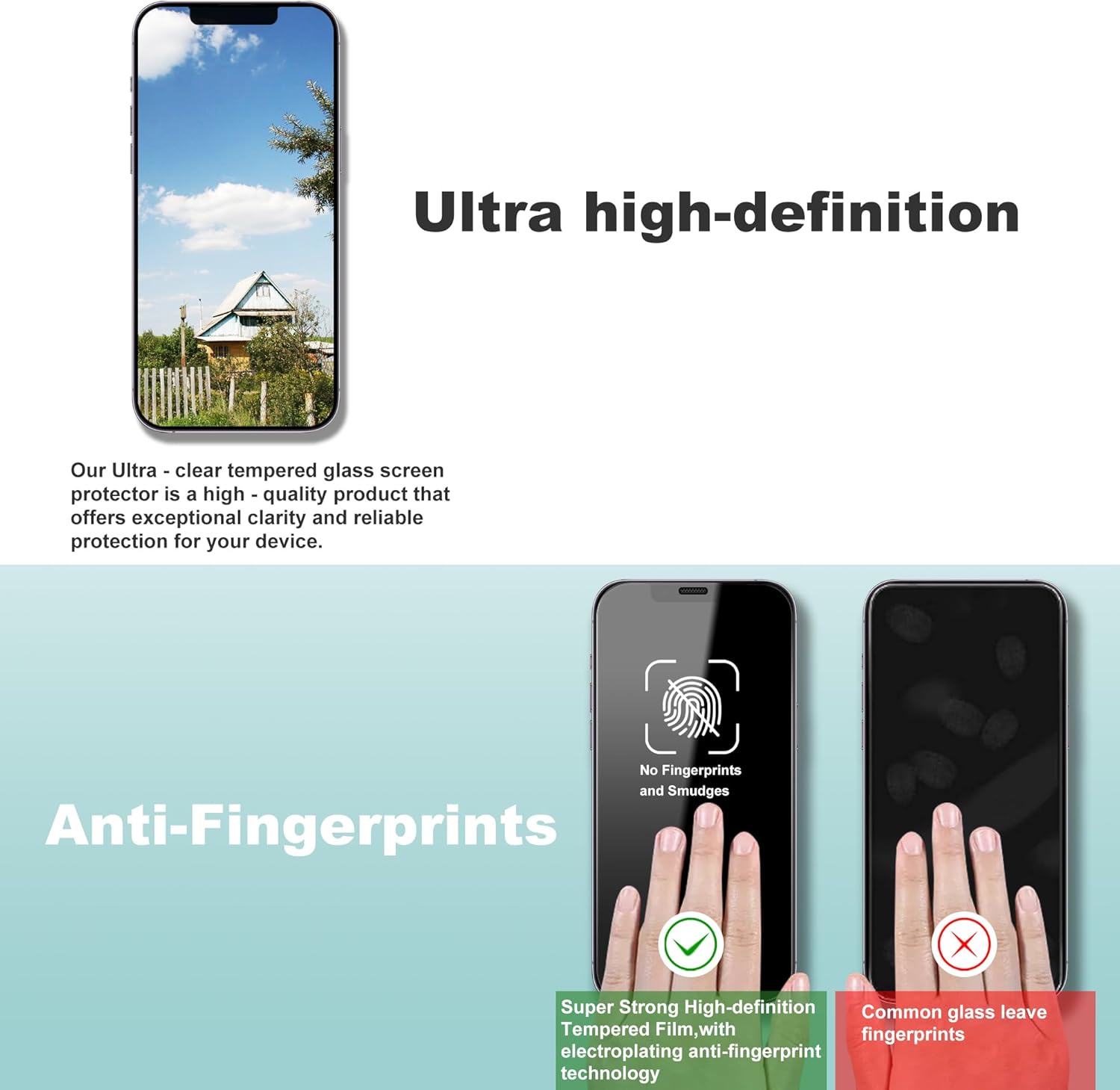 2 Pack Screen Protector Tempered Glass for iPhone 12 and iPhone 12 Pro 6.1-Inch Auto Dust Removal, No Bubbles, High Definition Clear, Easy Installation