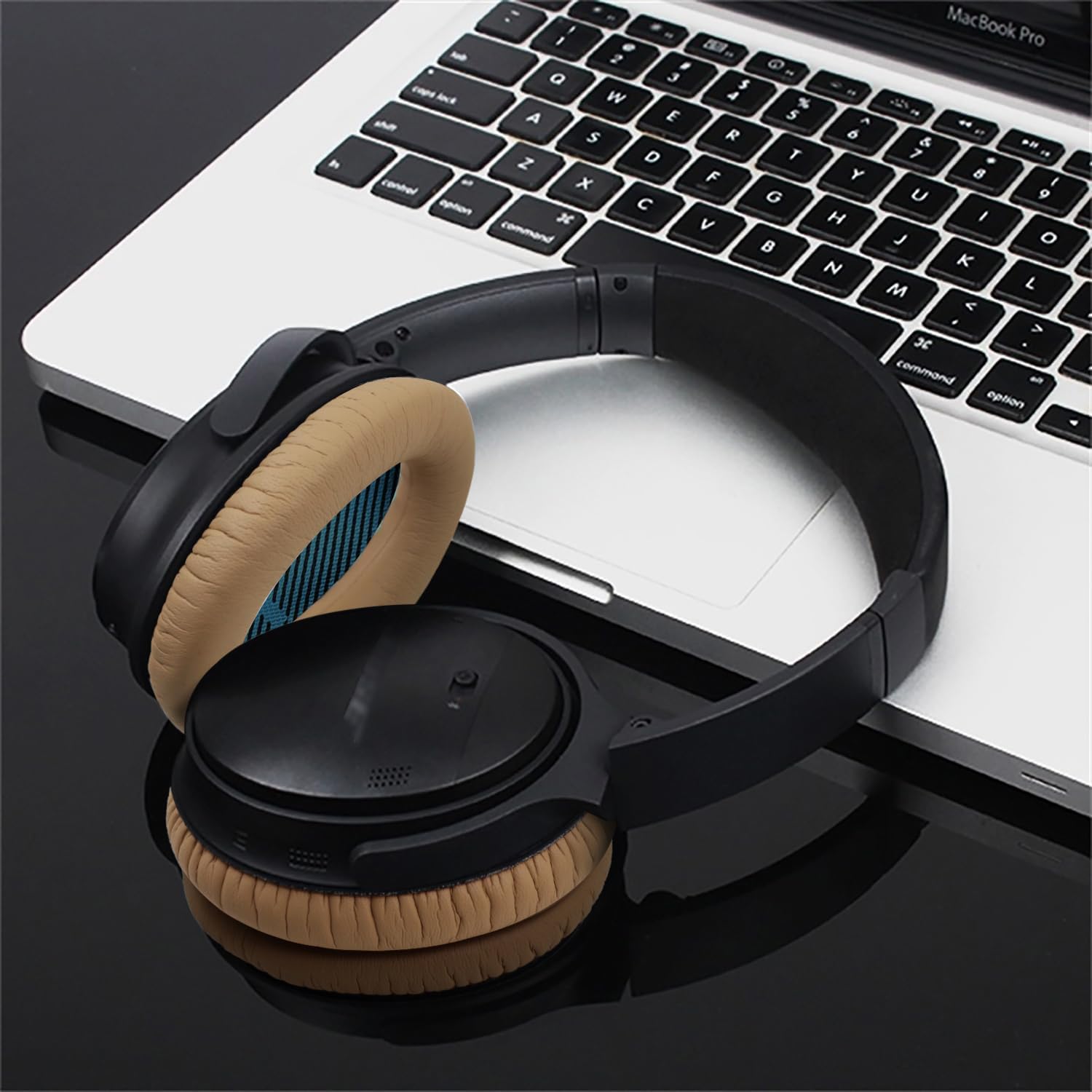 Replacement Ear Pads for Bose QuietComfort 15(qc15/QC15), Headphone Ear Covers, High Density Memory Cotton, Soft Leather, Adaptive Noise Isolation Headphones Pads Cushions-Khaki