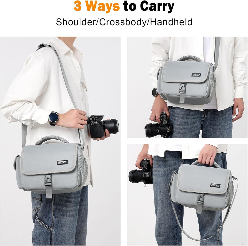 CADeN Camera Bag Case Shoulder Crossbody Bag Compatible for Nikon, Canon, Sony, DSLR SLR Mirrorless Cameras and Lenses (1.0 Grey, Small)