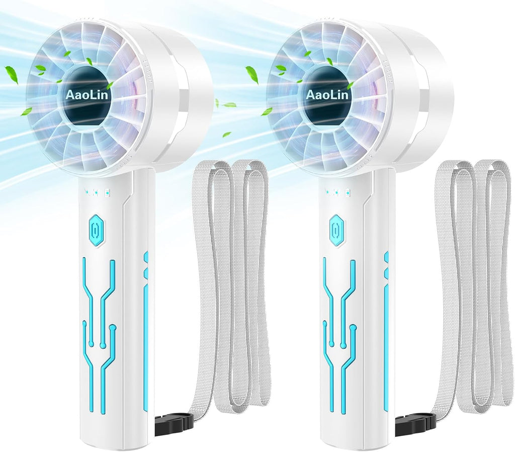 2PCS Portable High-Speed Mini Handheld Fan, USB Rechargeable Neck Personal Mini Fan(7000 Rpm High-Speed Motor, Lasts 4-16 Hours) 4-Speed Powerful Wind Fans For Summer Outdoor Traveling, Gifts For Kids