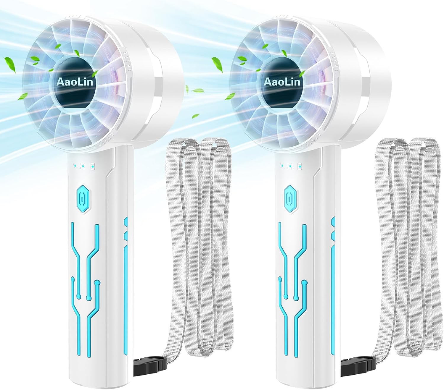 2PCS Portable High-Speed Mini Handheld Fan, USB Rechargeable Neck Personal Mini Fan(7000 Rpm High-Speed Motor, Lasts 4-16 Hours) 4-Speed Powerful Wind Fans For Summer Outdoor Traveling, Gifts For Kids