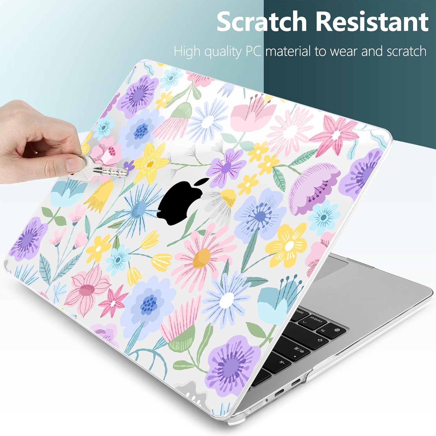 TWOLSKOO Compatible with M4 MacBook Air 13.6 inch Case 2025-2022 Release M4 A3240 M3 A3113 M2 A2681, Plastic Hard Shell & Keyboard Cover & Type C Adapter & Screen Protector, Spring Blooms
