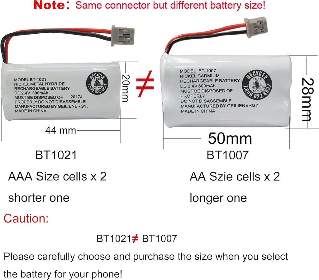 GEILIENERGY BT1007 BT1015 Phone Battery Compatible BT-1007 BT-1015 BT-904 BBTY0460001 BBTY0510001 DCX150 DECT1500 D1484 HHR-P506 HHR-P506A Handset Cordless Telephone(6 Pack)