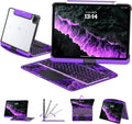 Transparent Case with Keyboard iPad Air (M3/M2,2025/2024) 11 Inch,Compatible 10.9" iPad Air 5th/4th & 11" iPad Pro 4/3/2/1,7-Color Backlit,Wireless Keyboard, 360°Rotating,with trackpad,Purple