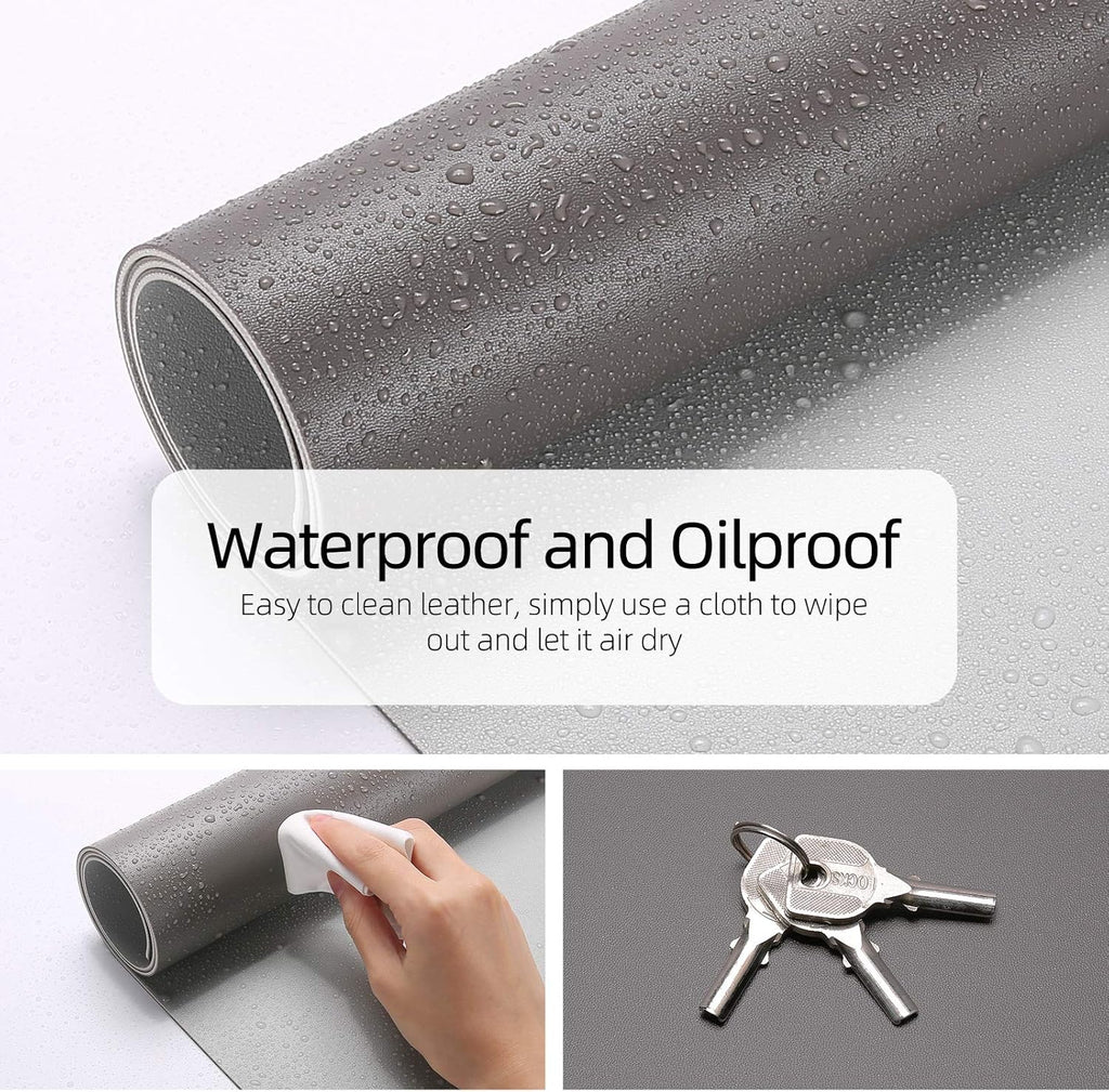 YSAGi Desk Pad, Dual-Sided Desk Mat, 31.5" x 15.7" Laptop Leather Desk Pad Protector, Large Leather Desk Blotter, Waterproof Desk Writing Pad for Office and Home (Dark Grey, 31.5" x 15.7")