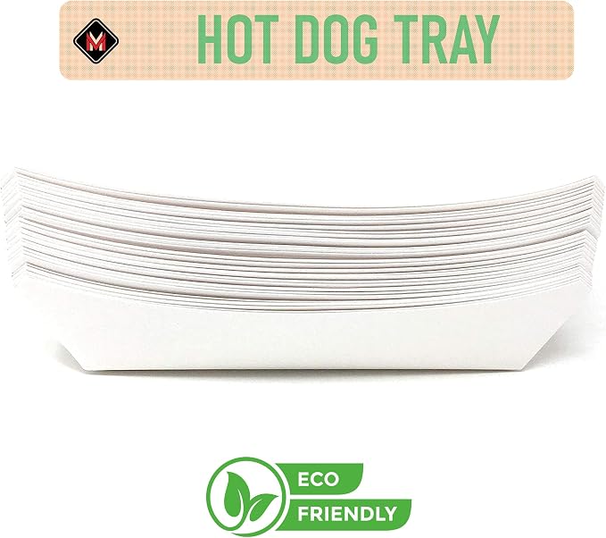Mr Miracle 7 Inch Paper Hot Dog Tray in White. Pack of 50. Disposable, - Image 2