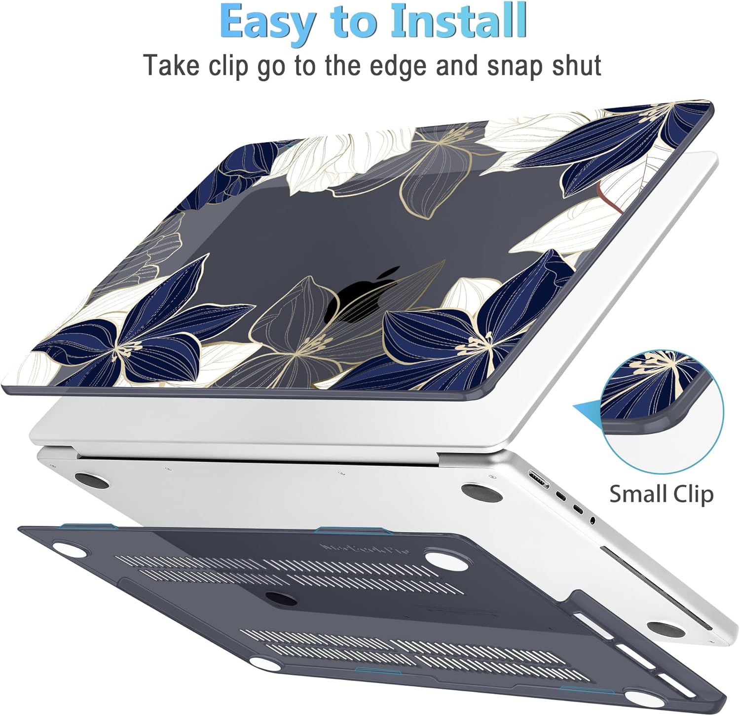 Mektron Case for MacBook Pro 16" M4 A3403 A3186 M3 A2991 M2 A2780 M1 A2485 (2021/2023/2024) Pro/Max with Touch ID, Hard Shell Plastic Laptop Cover Keyboard Cover Screen Protector, Gold line Lily