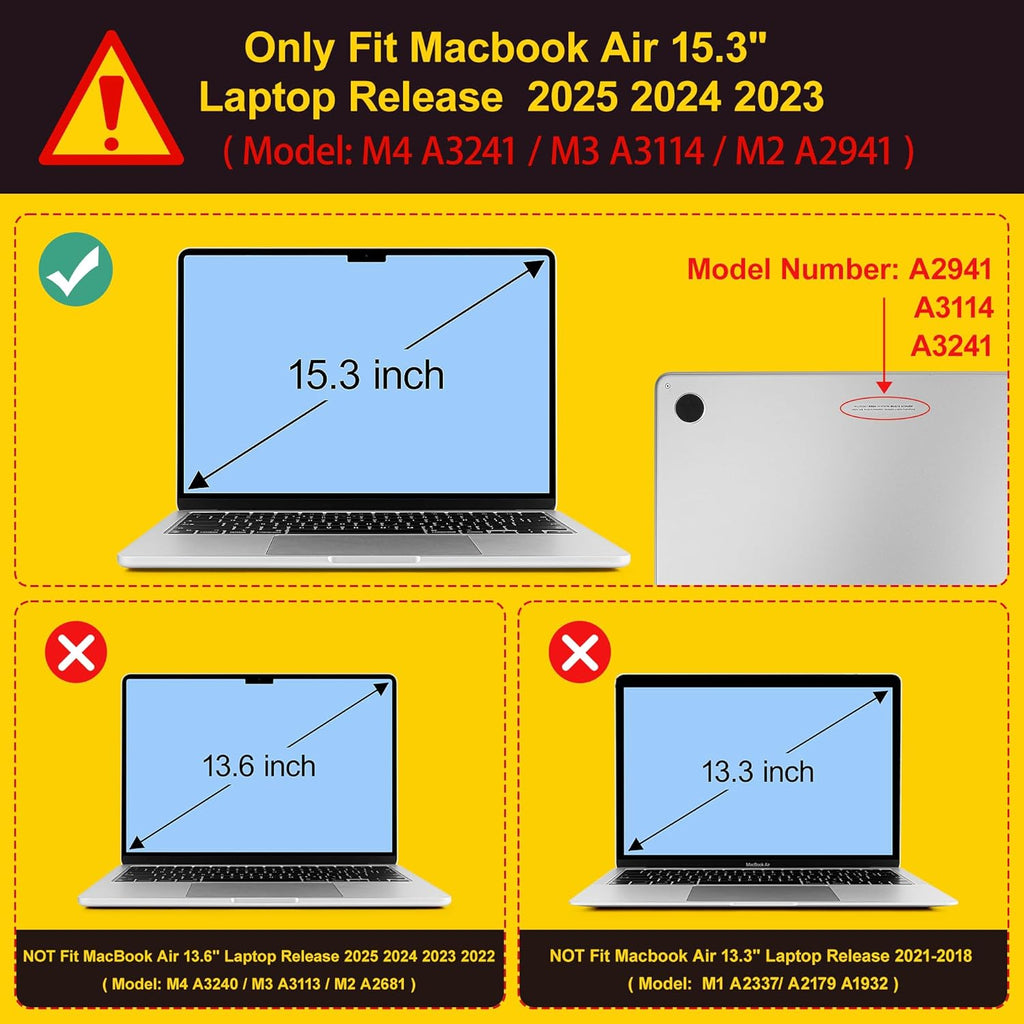 Mektron Compatible with M4 MacBook Air 15 inch Case 2025 A3241 2024 2023 M3 A3114 A2941 M2 Liquid Retina Display Touch ID, Plastic Hard Case & Keyboard Skin & Screen Protector - Cute Giraffe