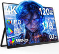 Newsoul Portable Monitor 4K, 120Hz Gaming Monitors 3840 * 2160 UHD, 100% DCI-P3, 1500:1 Contrast, FreeSync 0.1ms, Built-in Stand & Speaker, USB-C HDMI Portable Screen for Laptop, Phone, Game Console