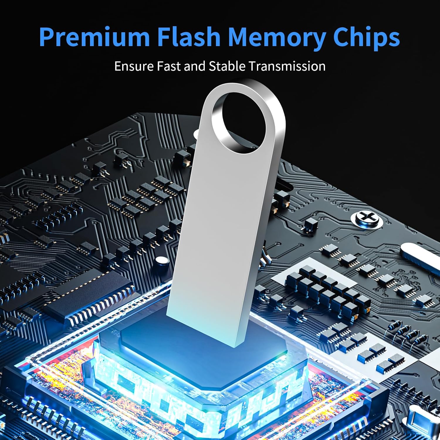 USB 3.0 Flash Drive 128GB 2 Pack, Wooolken High Speed USB 3.0 Thumb Drives Sleek Metal Flash Drives with Keychains, Memory Stick, USB Drive for PC/Computers/Mac/Laptops