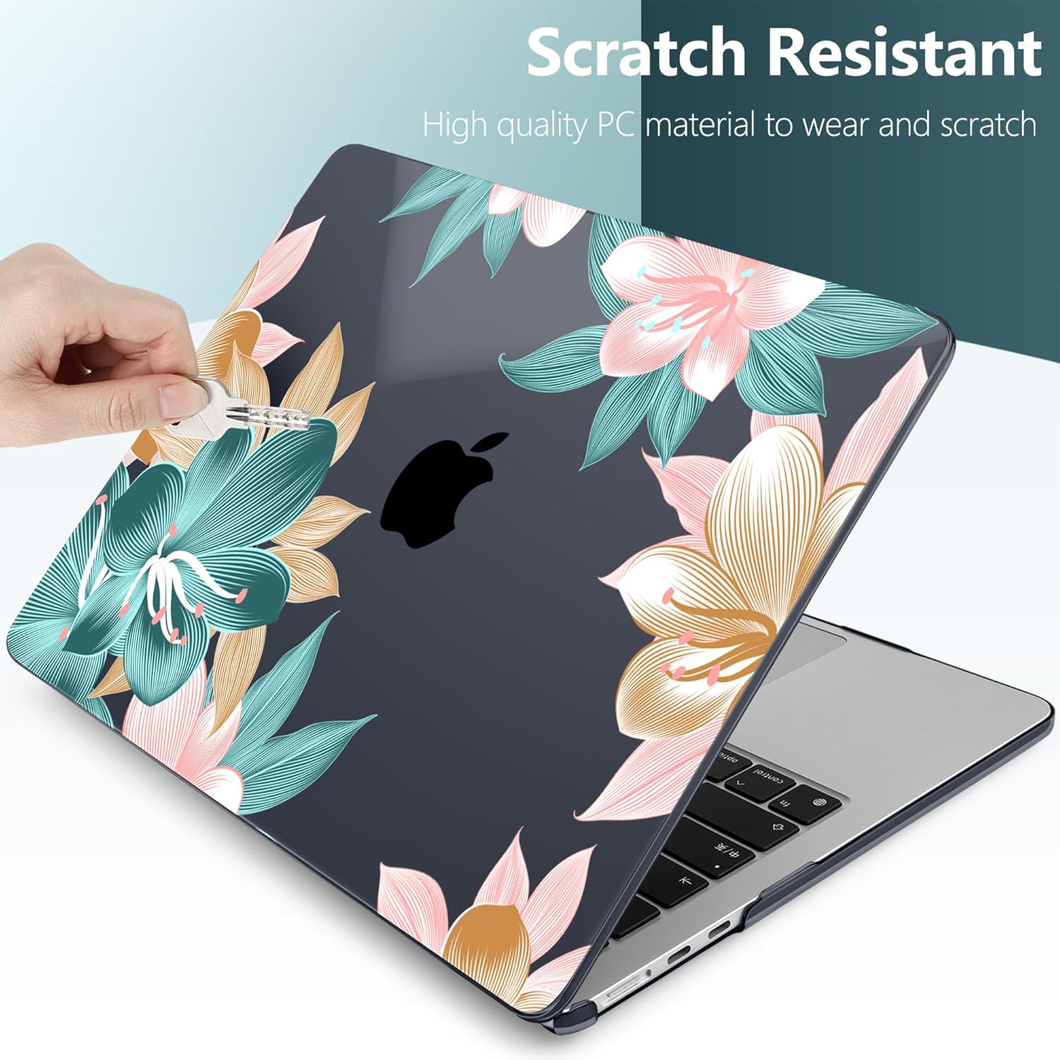 TWOLSKOO for M4 MacBook Air 13.6 inch Case 2025-2022 Release M4 A3240 M3 A3113 M2 A2681, Plastic Hard Shell & Screen Protector & Keyboard Cover & Trackpad Film, Clivia Flowers
