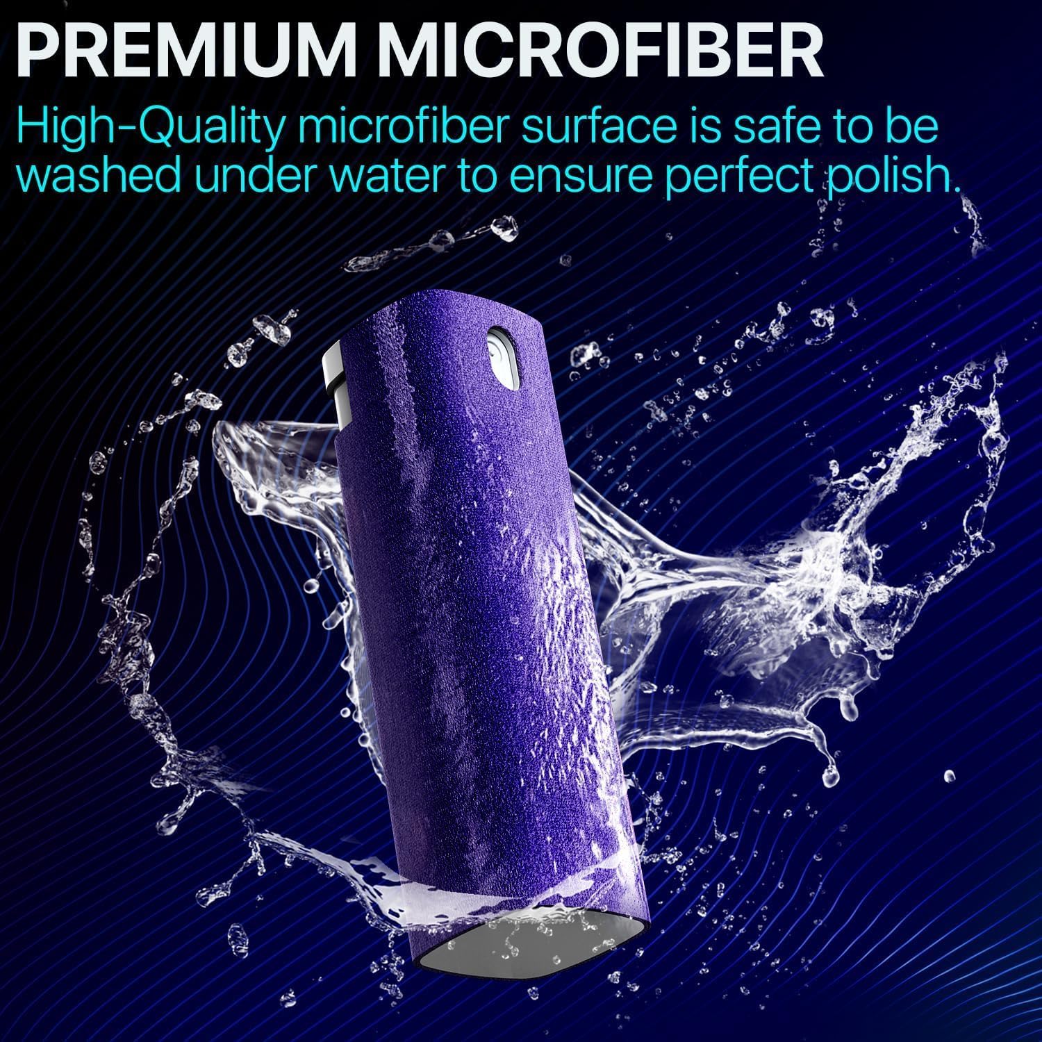Mini Screen Cleaner Spray – Finger Proof Screen Cleaner for Smartphones, iPads, MacBooks, Laptops, Car Screens, Touchscreens – 3in1 Mist Cleaner, Microfiber Cloth and Protective Cover (Green)