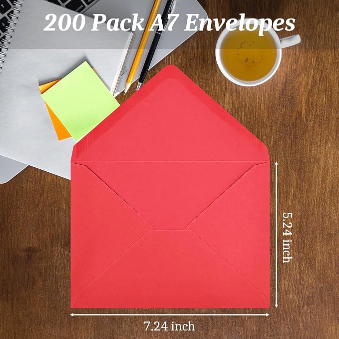 200 Pack Christmas A7 Envelopes, 5.24 x 7.24 in Envelopes - Image 3
