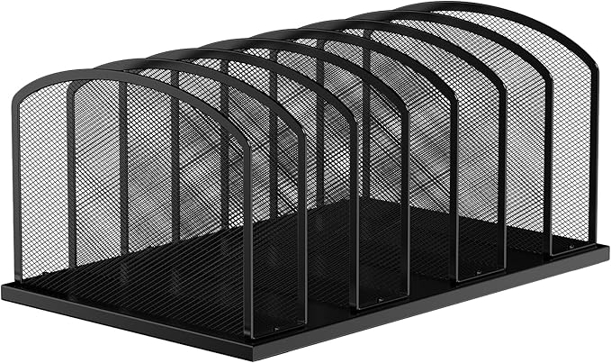 MINDEPOT Desk File Organizer 7 Sections Upright Mesh File Sorter Organizer by MINDEPOT