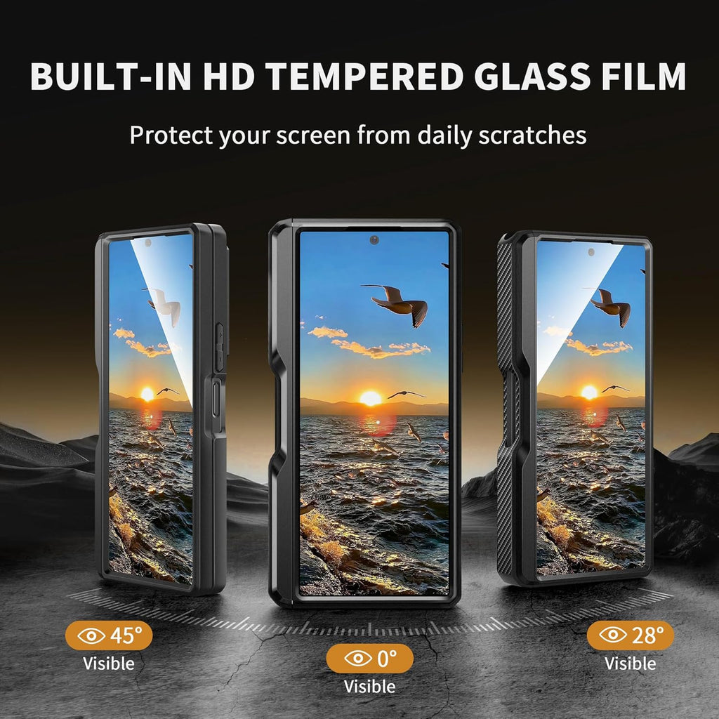 TONGATE for Z Fold 6 Case, [with S Pen Slot & Hinge Protection] [Tempered Glass Screen Protector] Full-Body Military Drop Phone Case for Samsung Galaxy Z Fold 6 with Stand & Belt Clip, Titanium Black