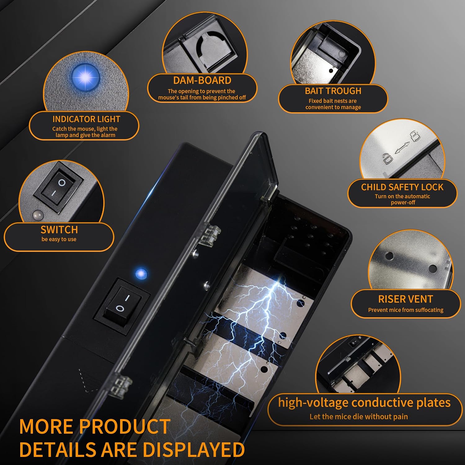 GSS Electric Mouse Trap,Smart Electronic Mouse Trap,Escape-Proof Design Mice Traps,Battery Powered with Alert Light