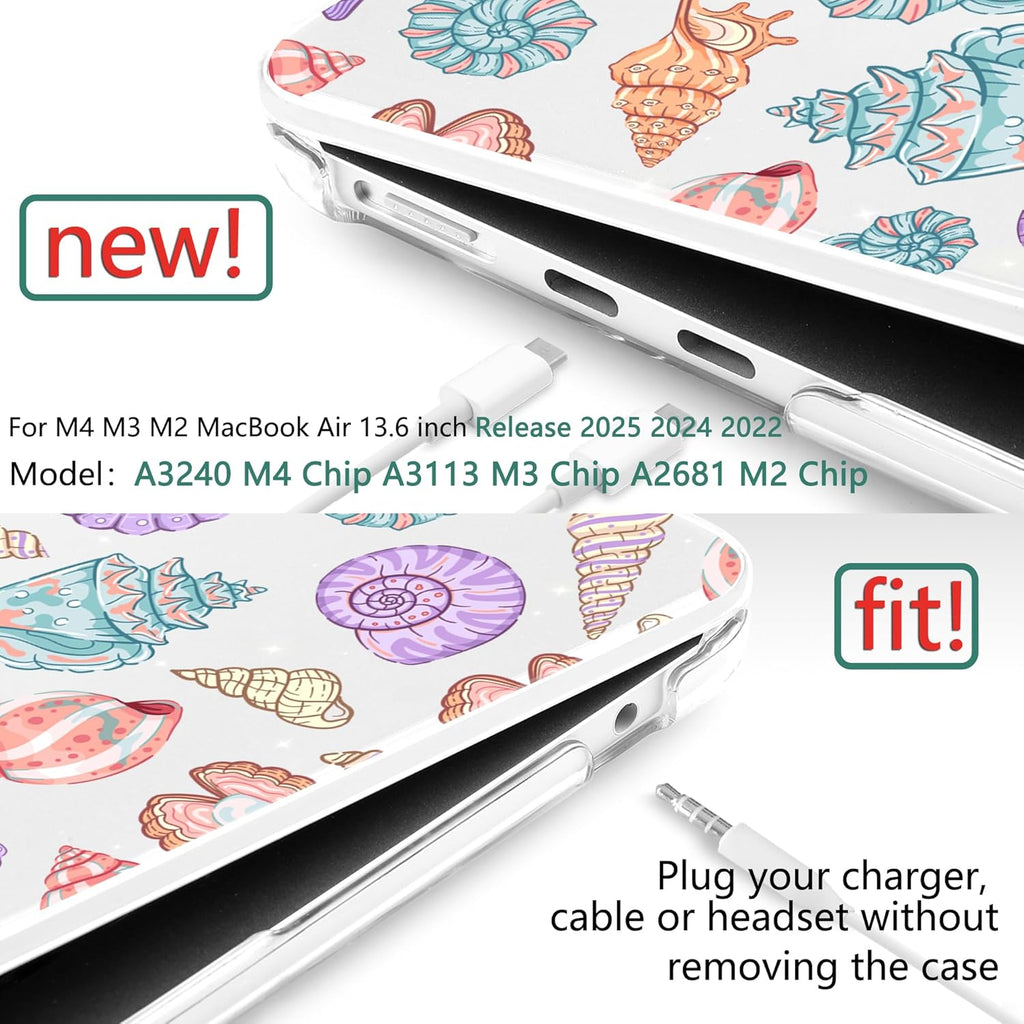TWOLSKOO Compatible with M4 MacBook Air 13.6 inch Case 2025-2022 Release M4 A3240 M3 A3113 M2 A2681, Plastic Hard Shell & Keyboard Cover & Type C Adapter & Screen Protector, Colorful Shells