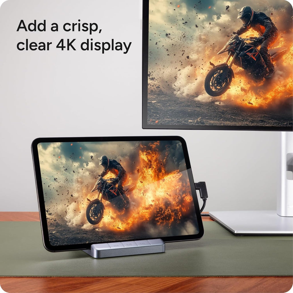 ZAGG 6-Port Media Hub – for iPad, Chromebook, Android & More – HDMI 4K 60Hz, USB-C PD 100W, USB-A 3.2 10Gbps, SD & MicroSD Card Readers, Audio Jack – Compact & Durable w/Media Buttons