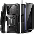 TONGATE for Z Fold 5 Case with Ring Stand, Built-in S Pen Holder & Glass Screen Protector Shockproof Rugged Z5 Phone Case with Slide Camera Cover& Belt Clip for Samsung Galaxy Z Fold 5, Privacy Black