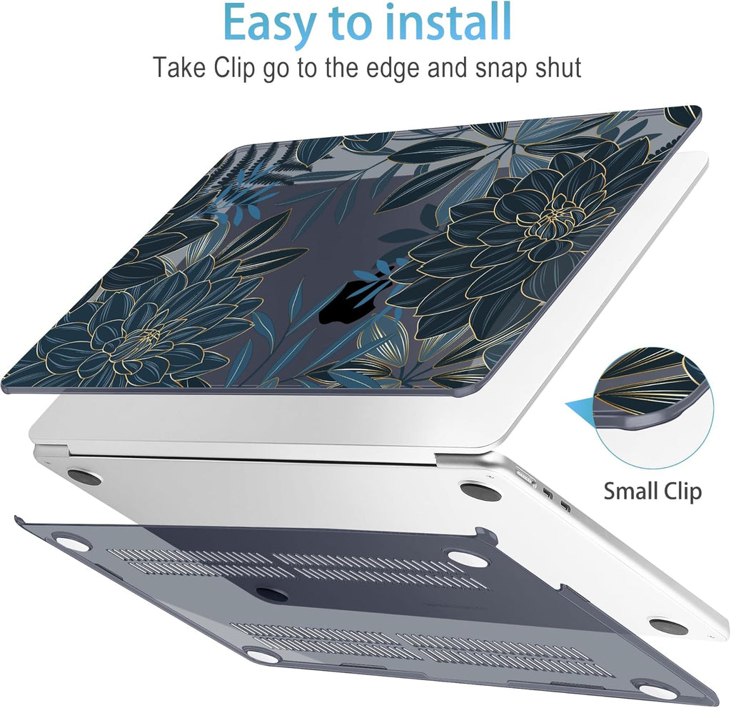 Mektron for 2025 M4 MacBook Air 13.6 Inch A3240 Case Fits 2023 A2681 M2 2024 A3113 M3 Chip with Liquid Retina Display, Printed Plastic Hard Shell Cover for MacBook Air 13.6", Dahlia Flower C035