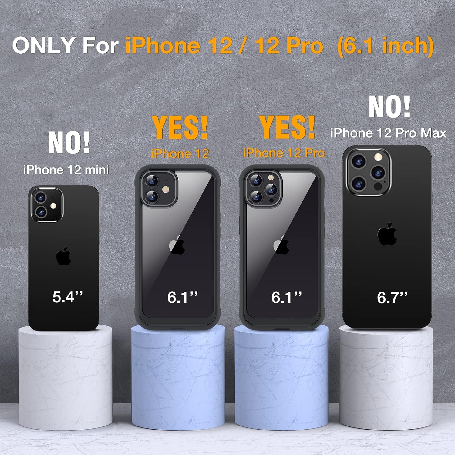 Miracase Glass Series for iPhone 12/12 Pro Case 6.1 inch, Upgraded Full-Body Rugged Phone Bumper Case Cover with Built-in 9H Tempered Glass Screen Protector and Camera Protector, Black