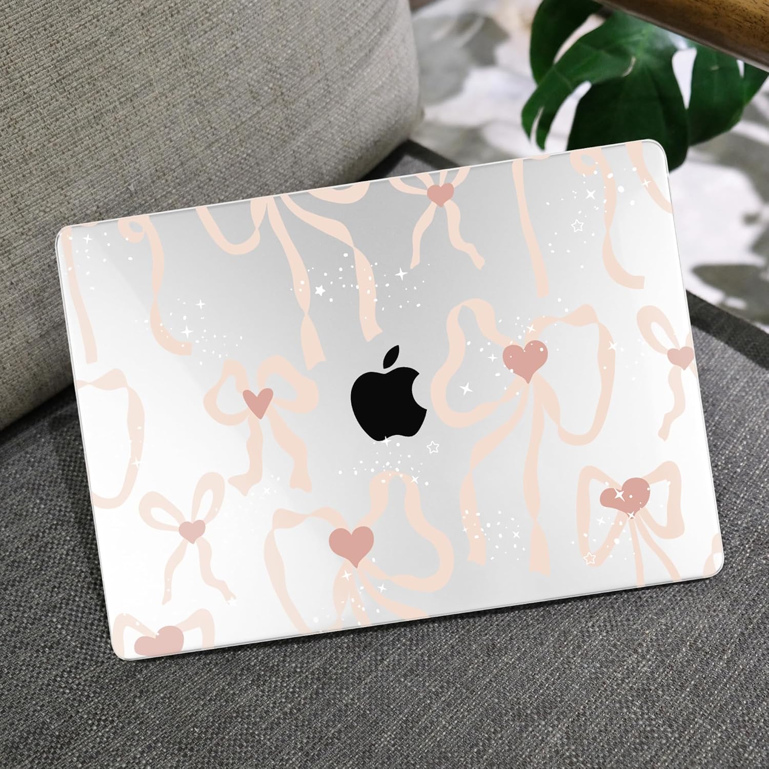 MEEgoodo Case for M4/M3/M2 MacBook Air 13.6 inch Case 2025 2024 2022, Fit Model A3240/A3113/A2681, Hard Shell with Keyboard Cover Compatible with MacBook Air 13 inch, Aesthetic Coquette Ribbon Bow