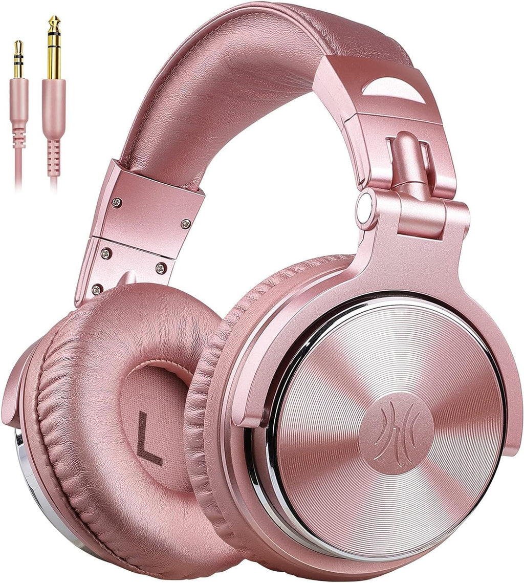 OneOdio Wired Over Ear Headphones Studio Monitor & Mixing DJ Stereo Headsets with 50mm Neodymium Drivers and 1/4 to 3.5mm Jack for AMP Computer Recording Podcast Keyboard Guitar Laptop - Pink