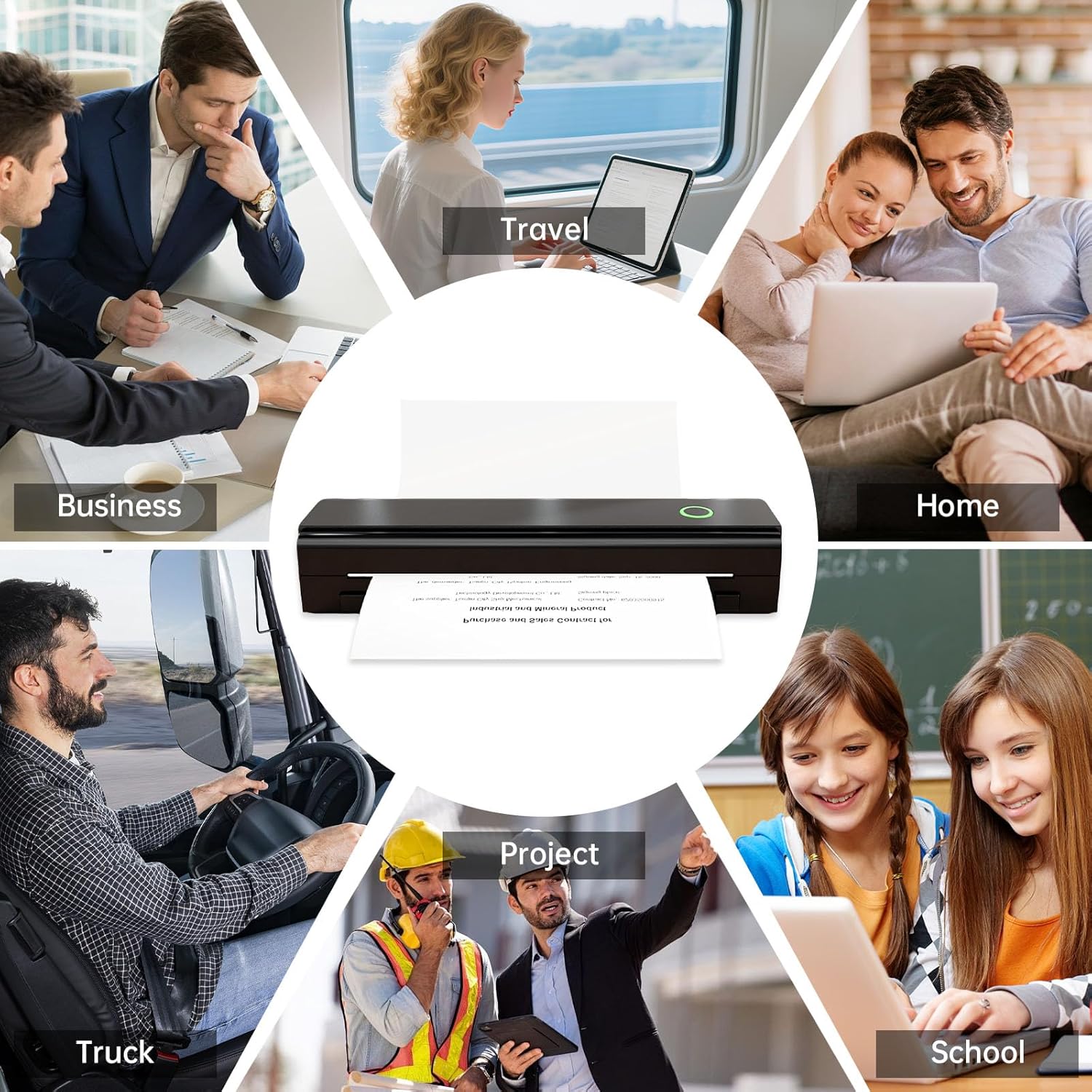 Portable Thermal Printer For Travel - N80 Inkless Bluetooth Printers, Wireless Impresora Portátil with 8.5"x11" US Letter Thermal Paper, Compatible with Phone, iOS, Android, Laptop For Home Office Car