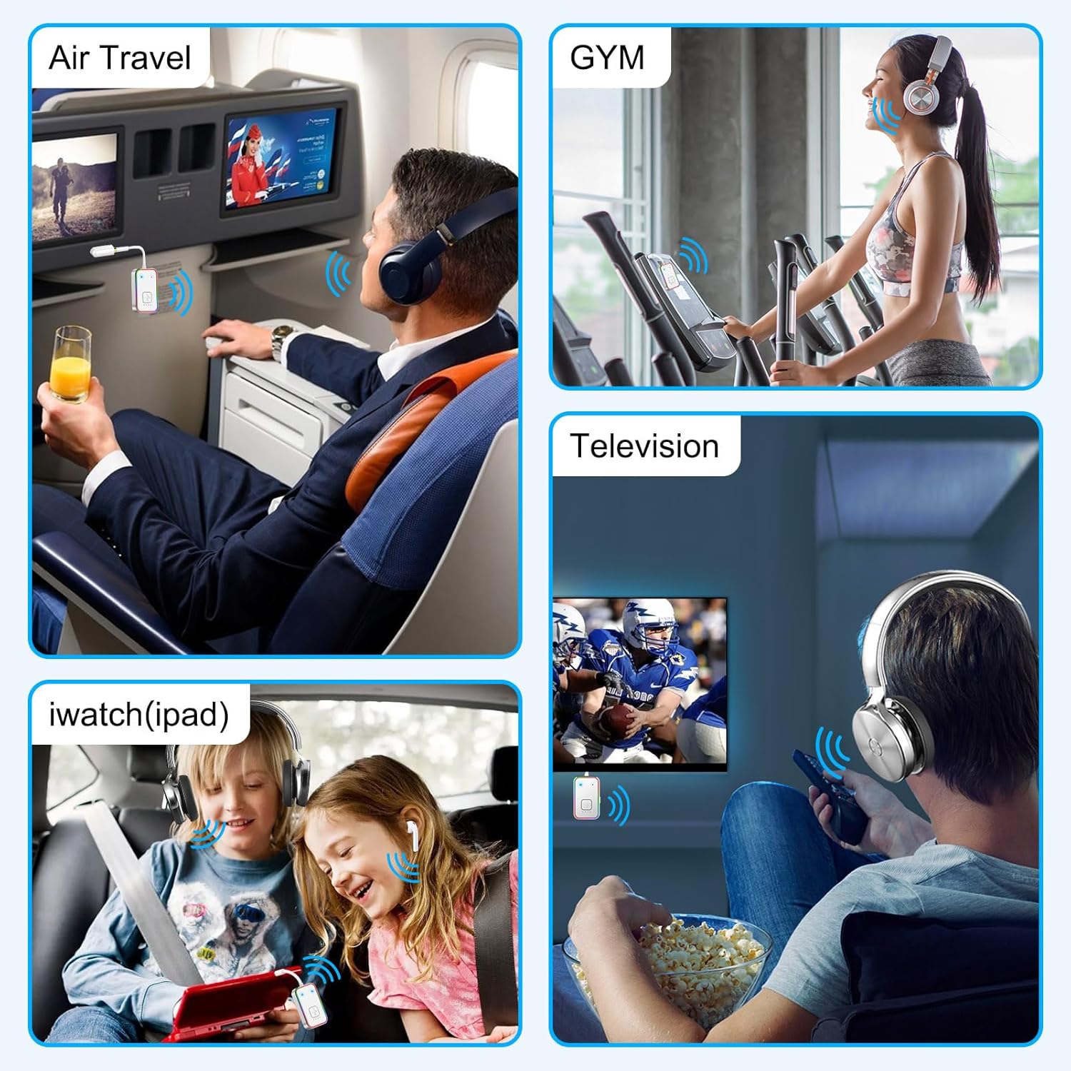Bluetooth Transmitter for Airplane,Bluetooth V5.4 Transmitter for 2 Airpods/Headphones Dual Pairs.Wireless Transmitter for in-Flight/TV/Gym,with AptX LL,Metal Frame