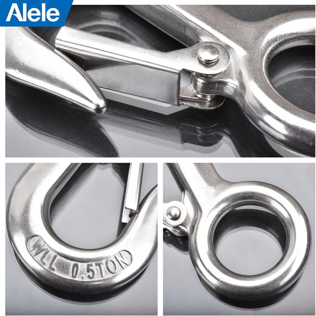 Alele 2Pack 0.5T Crane Scale Grab Hooks,Slip Hooks,Stainless Steel Lifting Hook Rigging Accessory