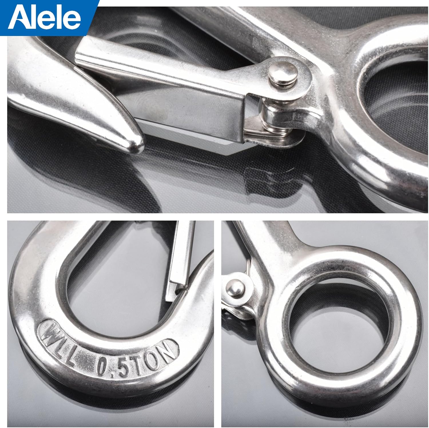 Alele 2Pack 0.5T Crane Scale Grab Hooks,Slip Hooks,Stainless Steel Lifting Hook Rigging Accessory