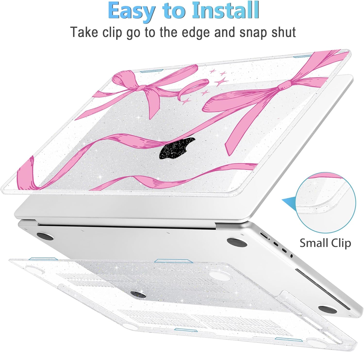 Mektron Case for MacBook Pro 16" M4 A3403 A3186 M3 A2991 M2 A2780 M1 A2485 (2021/2023/2024) Pro/Max with Touch ID, Hard Shell Plastic Laptop Cover Keyboard Cover Screen Protector, Pink Bows C246