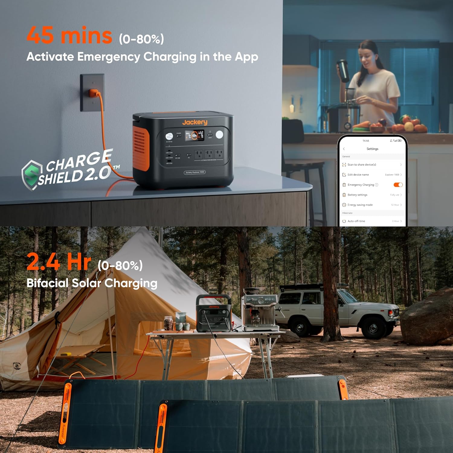 Jackery Solar Generator 1000 v2 with 100W Solar Panel,1070Wh Portable Power Station LiFePO4 Battery,1500W AC/100W USB-C Output,1Hr Fast Charge for Outdoor,Off-Grid Living,RV,Emergency
