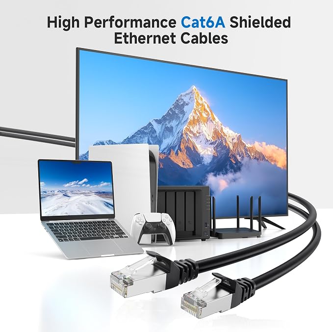 Cable Matters 10Gbps 5-Pack Snagless Shielded Cat 6A Ethernet Cable - 14ft - Image 2