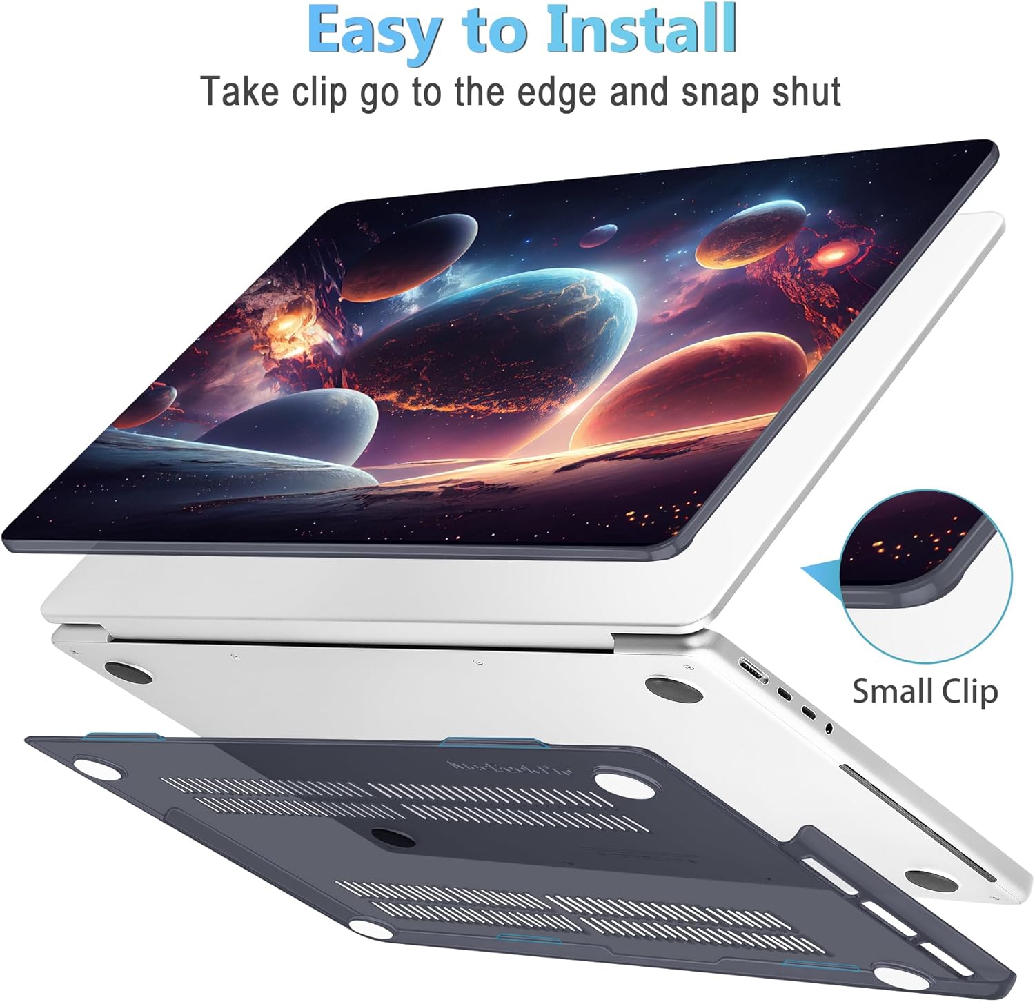 Mektron Case for MacBook Pro 16" M4 A3403 A3186 M3 A2991 M2 A2780 M1 A2485 (2021/2023/2024) Pro/Max with Touch ID, Hard Shell Plastic Laptop Cover Keyboard Cover Screen Protector, Planets