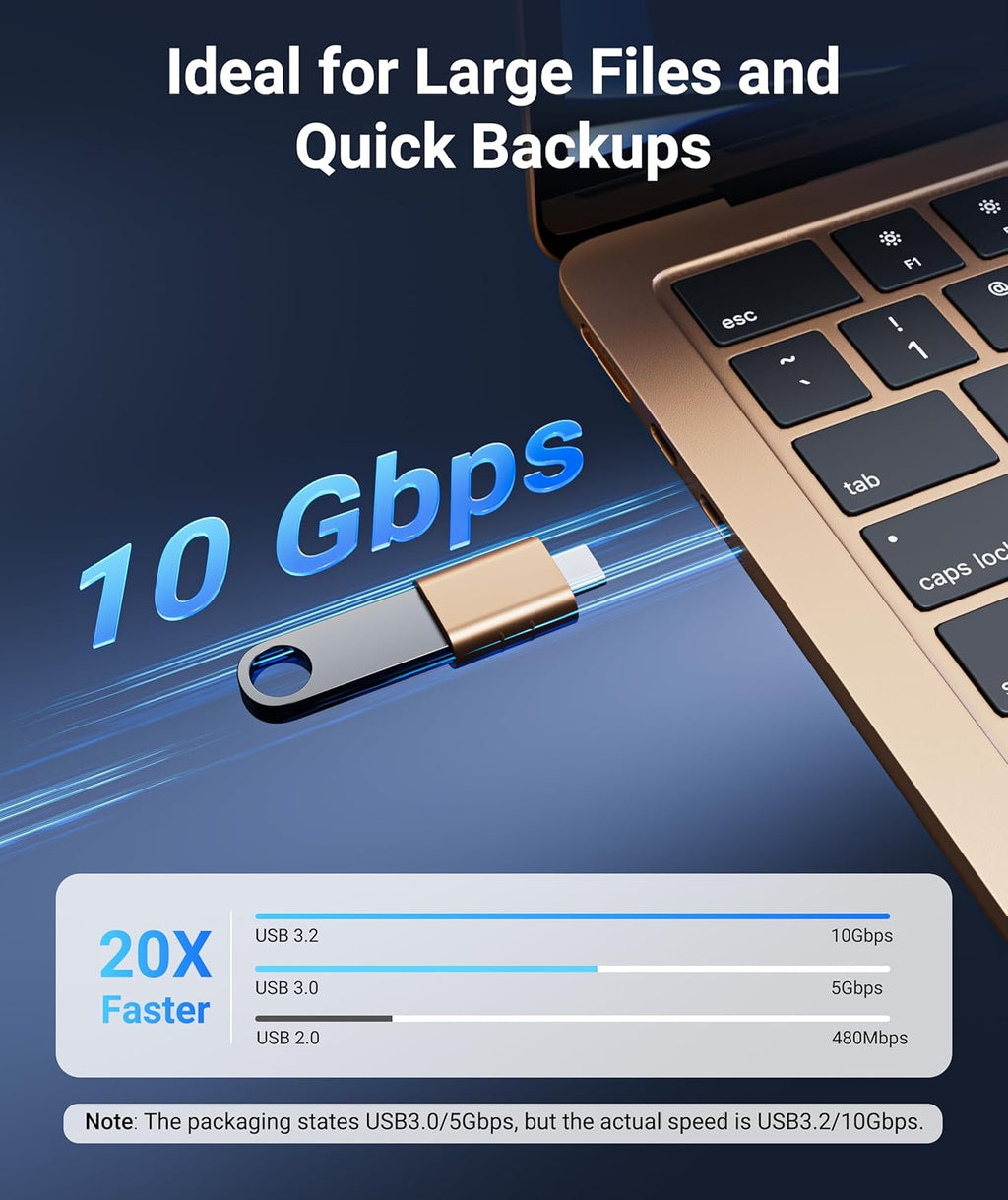 Syntech USB C to USB Adapter [2 Pack] USB C Male to USB3 Female Adapter Compatible with iPhone 17 Pro Max iMac iPad mini/Pro 2021 MacBook Pro Air 2024 and Other Type C Devices, Gold