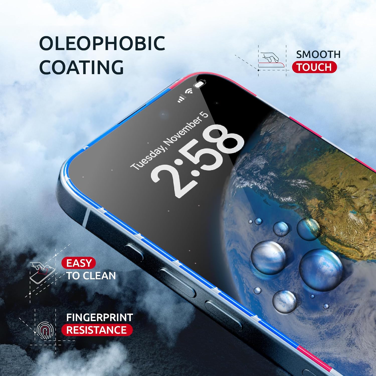 Screen Protector for iPhone 14 Pro Max - 2 Pack (USA Flag & Classic Black) Tempered Glass 9H Hardness, Full Coverage, Anti-Fingerprint Coating for iPhone 14 Pro Max Screen Protector