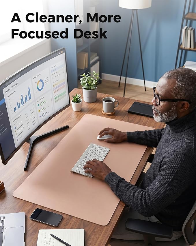 Aothia Double-Sided Desk Pad – 37.8"x17" Leather Desk Mat - Image 7