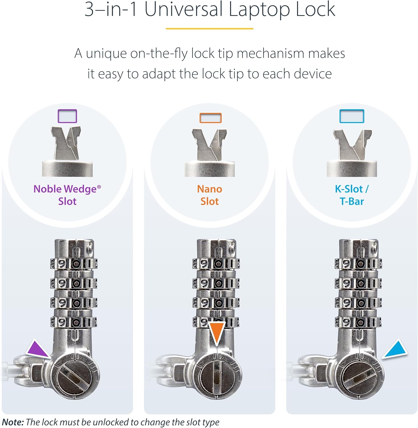 StarTech.com 25-Pack Universal Laptop Lock 6.6ft (2m), Serialized Security Cable, Compatible with Noble Wedge/Nano/K-Slot, TAA
