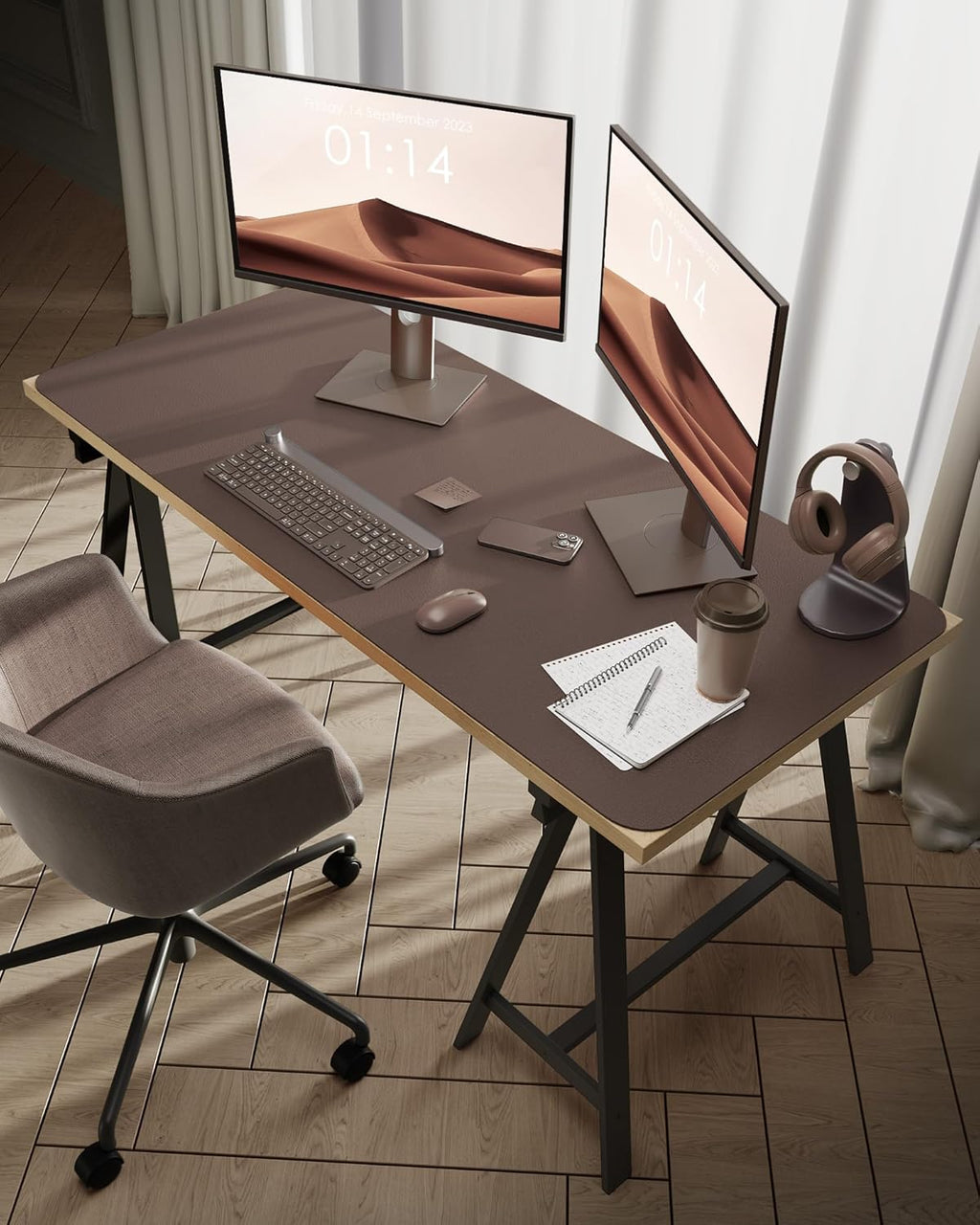 YSAGi Leather Desk Protector, Office Mat, Large Mouse Mat, Non-Slip PU Leather Blotter, Laptop Desk, Waterproof Writing Pad for Office and Home (Chocolate, 47.2" x 23.6")