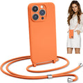 Blaspins Crossbody Lanyard Strap Case for iPhone 13 Mini, Neck Cross Body, Adjustable Holder Removable, Drop Protection Shockproof, Hands-Free Silicone Case 5.4 inch, 150 cm Strap, iP13mini - Orange