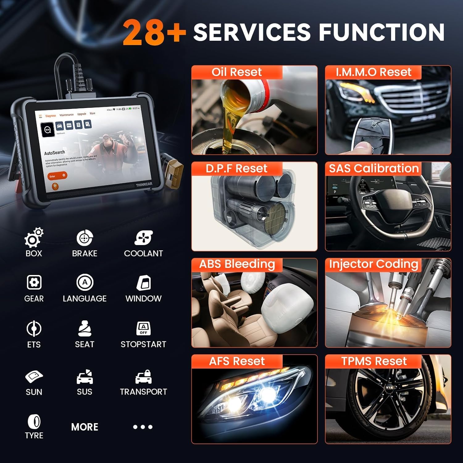 THINKCAR Bidirectional Scan Tool, Thinkscan 672 All System OBD2 Scanner Diagnostic Tool, 28 Reset,Scanner for Car with Active Test, FCA Autoauth,CANFD, Free Lifetime Upgrade,Automotive Diagnostic Tool