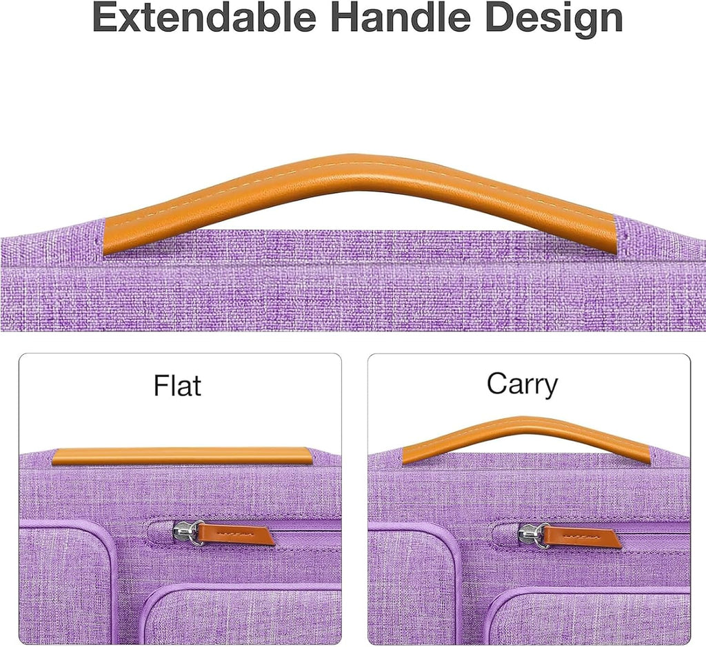 MOSISO 360 Protective Laptop Case 13.3 inch, 13-13.3 inch Laptop Sleeve Compatible with MacBook Air/Pro 13 / Pro 14,HP Dell Acer ASUS,Side Open Carrying Case with 4 Zipper Pockets&Handle, Lilac