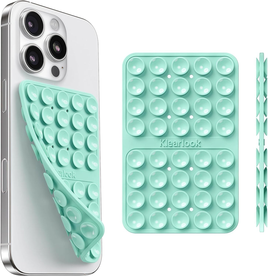 Klearlook Silicone Suction Cup Phone Case Mount Double Sided, Silicon Sticky Phone Grip with Higher Suction for Cell Phone, Hands-Free Phone Accessories Holder for Selfies and Videos, Light Green