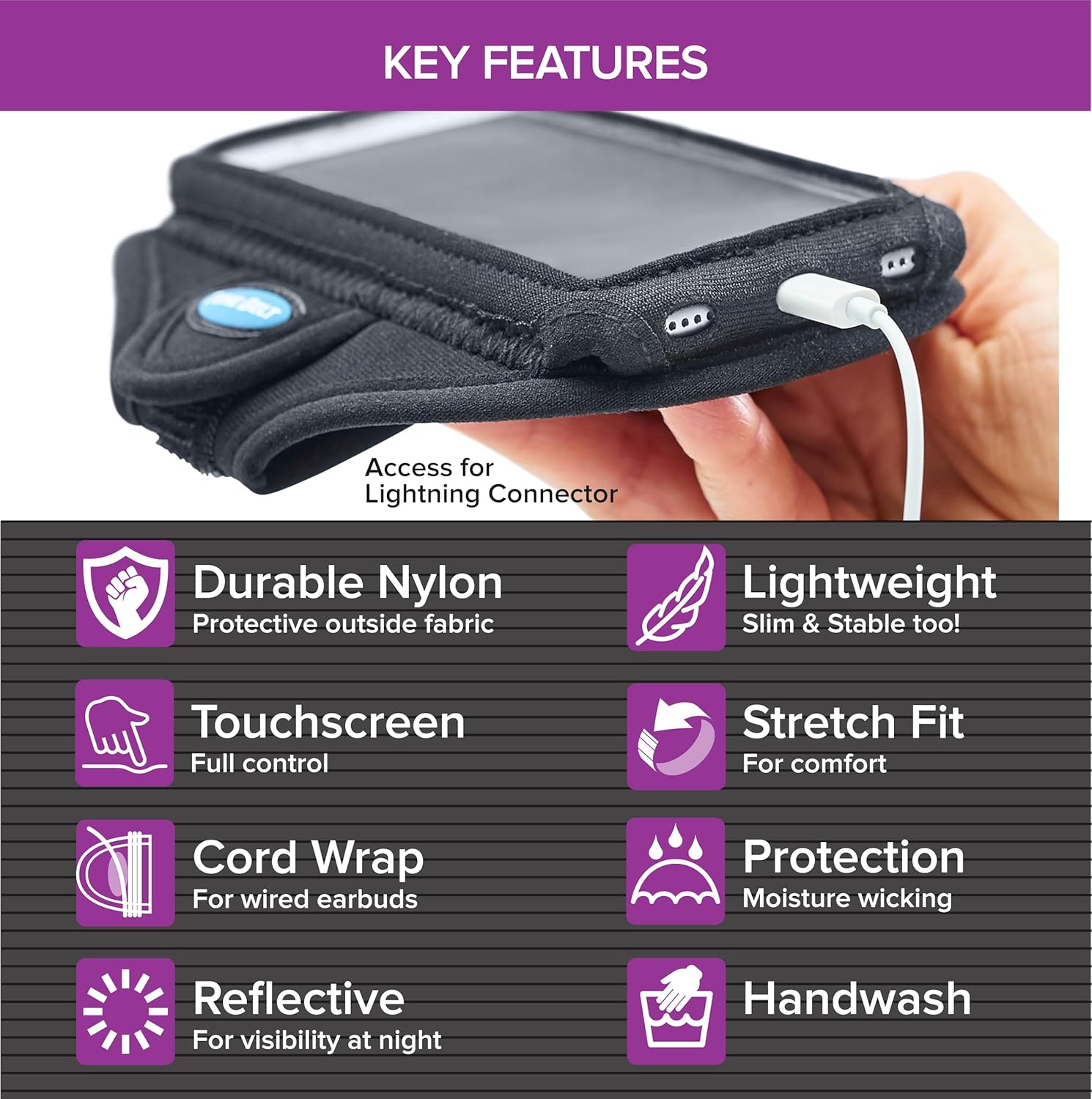 Tune Belt AB92EX3 Running Armband for iPhone 16/15/14/13 Pro Max, Plus, Galaxy Ultra/Plus/Note – Fits Large Phone with Large Case, Phone Holder Includes EX3 Strap Extender for XL Biceps (Black)